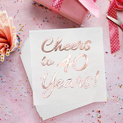 Ukrasi o 40. rođendanu za žene zabave koktele salvete ruža zlato 50 pakiranje 5 x 5 presavijeni navijači na 40 godina!
