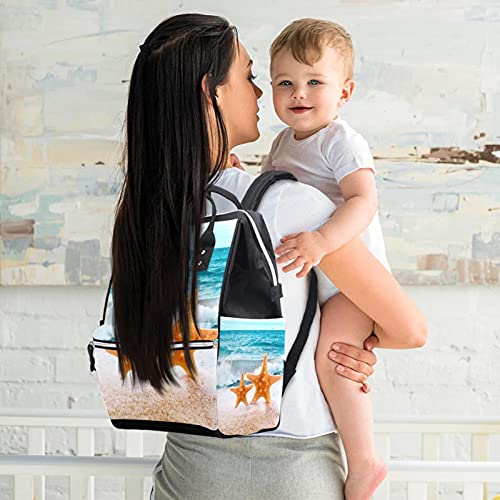 Dvije zvjezdice na morskoj torbi za pelene torbe mame ruksak veliki kapacitet za pelene torbe za njegu za njegu bebe