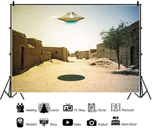 Dorcev 8x6ft UFO pozadina svemirskog broda leteći zapadni grad vanzemaljac tematska zabava fotografija pozadina invazije nfo invazija