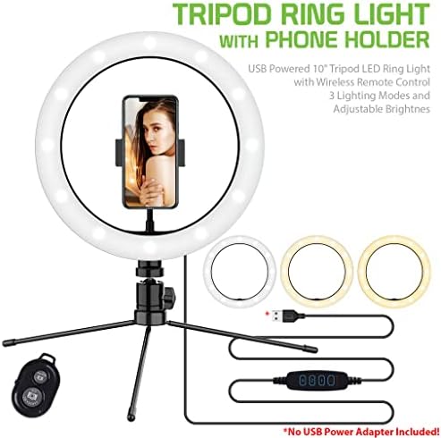 Svijetli selfie prsten s trobojnim pozadinskim osvjetljenjem kompatibilan s vašim 930 nde 5 nde 10 inča s daljinskim upravljačem za