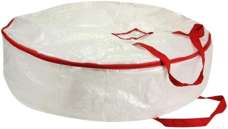 Osnove kućanstava 2630 teška božićna torba za odlaganje vijenaca s crvenom oblogom | Drži velike božićne vijence do 30 centimetara