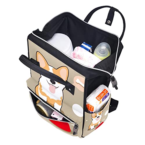 Slatki corgi pas gladne kosti pelene torbe torbe mame mame ruksak veliki kapacitet pelena vrećica za njegu za njegu bebe