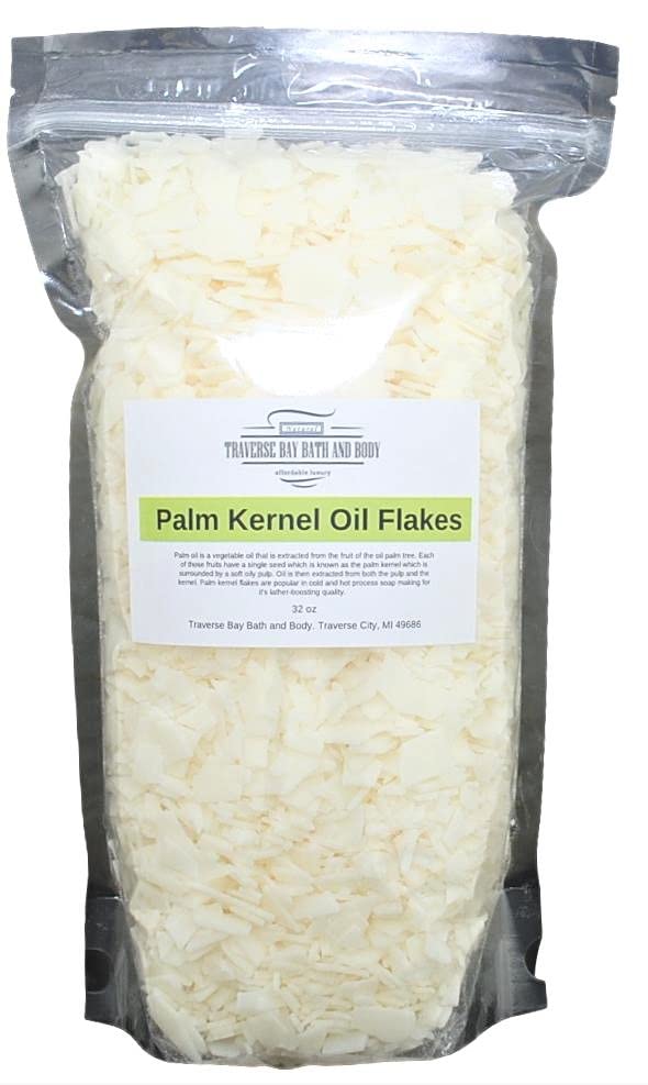 Traverse Bay Bay i Body Palm Bernel ulja pahuljice 32-oz. / 2 lb sapuna za izradu opskrbe u stand-up barijerskoj torbici sve prirodno.