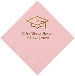 Svijetlo ružičaste malter ploče Personalizirane salvete sa zlatnom folijom - 50 PC. Piće
