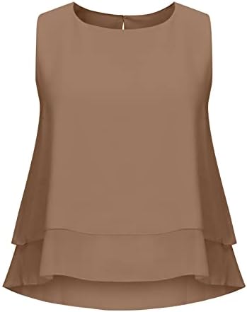 lcepcy ženski rukav bez rukava šifon tenk gornji ljetni creve dvostruki slojevi casual solid boja bluza bluza tunika