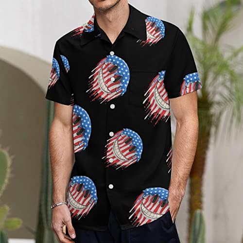 Američka zastava SAD-a nasmiješeno lice muške košulje kratkih rukava ljetna košulja na plaži običnog kroja vrhovi grafičke majice