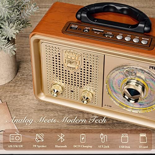 Retro prijenosni radio AM FM Shortwave Radio tranzistor baterija s Vintage Radio s Bluetoothom, Prunus Mini prijenosni digitalni radio