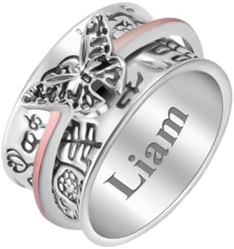 2pcs prstenovi, leptir srebrni okretni prstenovi, dvobojni dekompresijski prstenovi leptira za žene, personalizirani nadahnjujući poklon