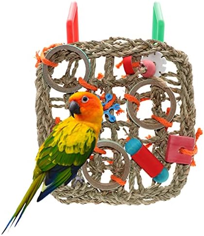 Wontee ptice penjanje mreža papagaj slame pletenica viseće hranjenje zid za papagaj koctitiel budgie lovebird kavez swing igračka