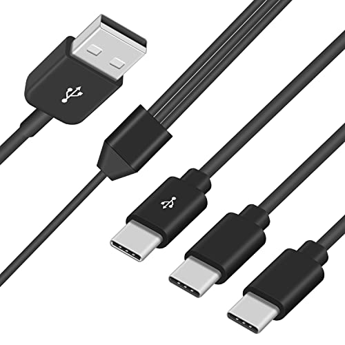 Duttek USB A do USB C višestruko punjenje kabela 5ft/1,5m, 2 u 1 multi USB C razdjelnik kabela, USB2.0 mužjak do tri USB C muški multi