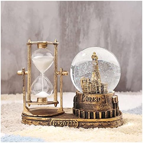 BZGKNUL snježni globus glazba LED kutija za dječji sat-stakleni pijesak Timer Crystal Snowball Glass Ball s glazbenim retro dekorom