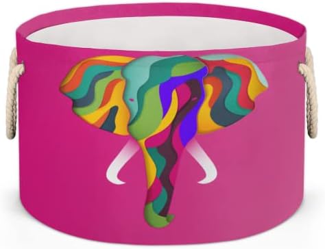 Sažetak geometrijski slon velike okrugle košare za odlaganje košara za rublje s ručkama košara za odlaganje pokrivača za kupaonske