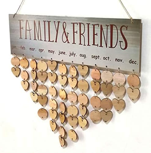 _ Obitelj i prijatelji viseća ploča drveni kalendar _ Festival podsjetnik za rođendan za uređenje doma