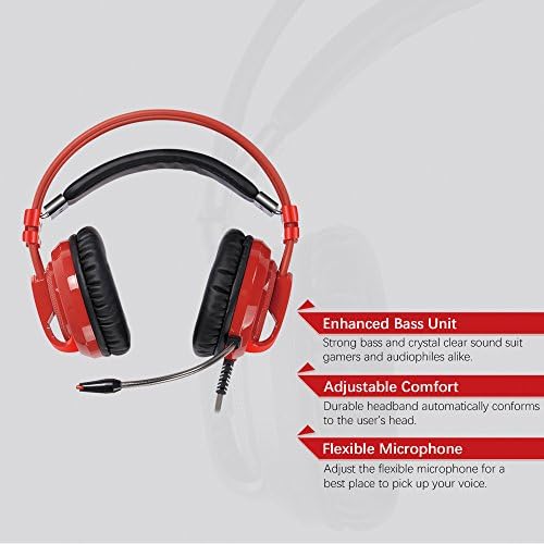 Igraće slušalice za PC-over-over-over-over-over-over-over-over-over-over-over Slušalice s kontrolom glasnoće mikrofona-crvena