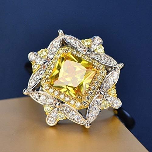 Žene modni prstenovi luksuzni zaručnički prsten Square Simulirani dijamant obećanje za vjenčani bend Nakit darovi parovi prstenovi