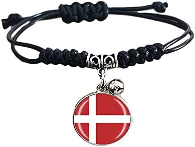 Pletena narukvica s Danskom zastavom podesivi najlonski lanac kristalna narukvica suvenir modna ručno izrađena narukvica za muškarce