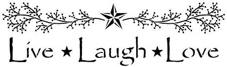 Live Laugh Love šablona Studior12 | Primitivna zvijezda i grane riječi Art - Mylar predložak za višekratnu upotrebu | Slikanje, kreda,