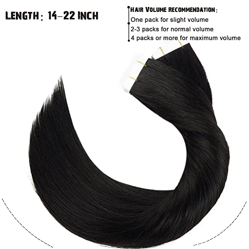 Traka za produženje kose prava ljudska kosa 16 inča boja 1 Jet crna kosa za produženje ravna mekana dvostrana bešavna remi traka