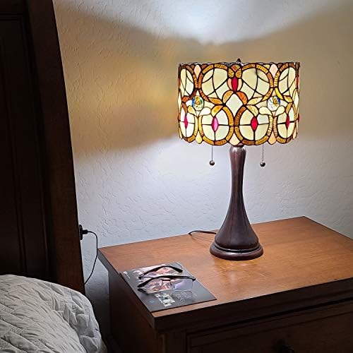Stolna svjetiljka u stilu Tiffanie 's cvjetni 21 visoki vitraž od smeđe smeđe crvene Vintage antikne svjetiljke noćni ormarić Dnevna