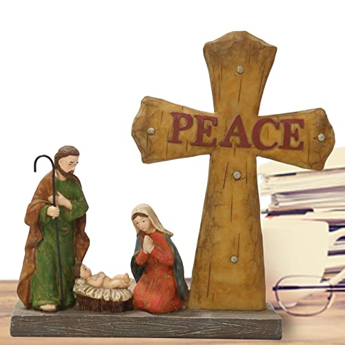 Prizori za rođenje za božićni zatvoreni, božićni božićni prizorni figure, pravni ukrasi prizora za rođenje, božićni figure manger cross