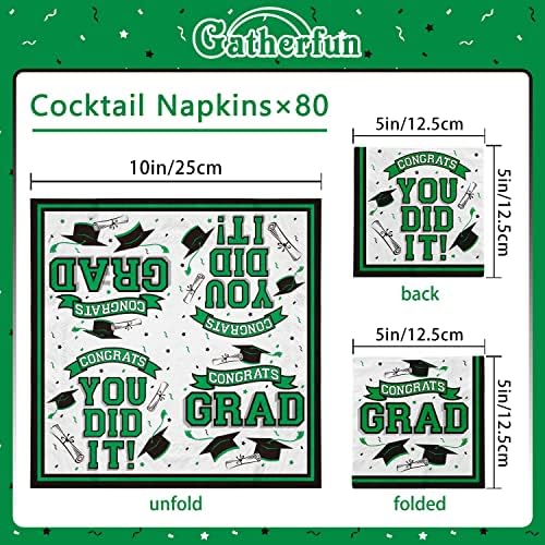 Pribor za maturalnu zabavu jednokratne papirnate salvete za koktel za ukrašavanje maturalne zabave 2023., 80 pakiranja (zeleno i crno)
