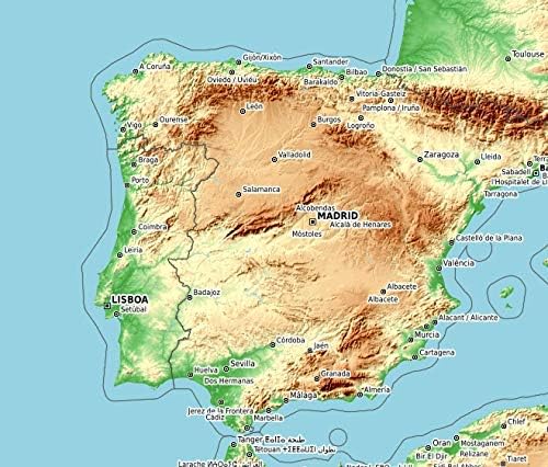 Topografska karta Španjolske za MP