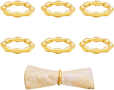 6 PCS Zlatni salveti prstenovi, bambusov u obliku salvete u obliku salvete salvete salvete metalne serviette prstenove za ukrašavanje