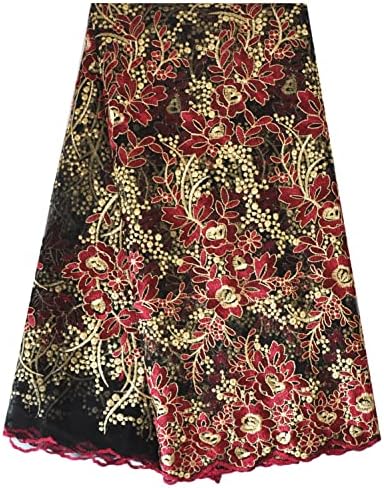 Afrička Tkanina mrežaste tkanine Nigerijska vezena čipkasta tkanina Za večernju haljinu 5 metara 2203-1