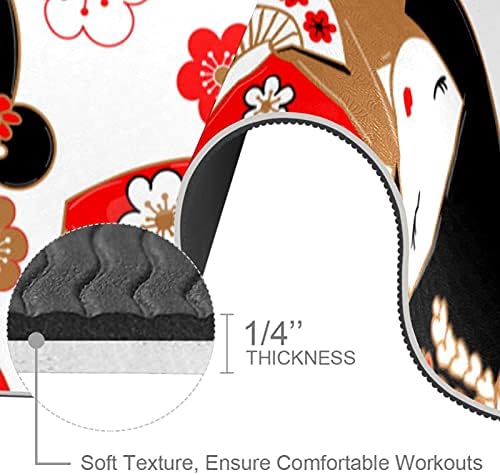 Debela vježbanja i fitness 1/4 joga prostirka s kokeshi japanskim lutkama otisak za joga pilates i podove fitness vježbanje