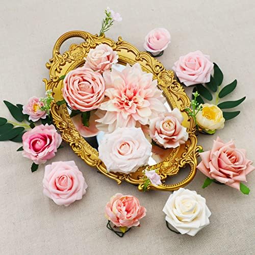 Levana.M Umjetno cvijeće, ružičasto cvijeće lažne ruže Umjetno cvijeće kombinirana kutija za DIY vjenčane bukete središnji dijelovi
