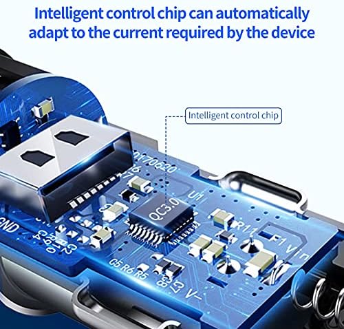 OZIO USB C Adapter za punjač automobila, dvostruki laganiji punjač za brzim automobilom iPhone punjenje s LED zaslonom Brzi punjač