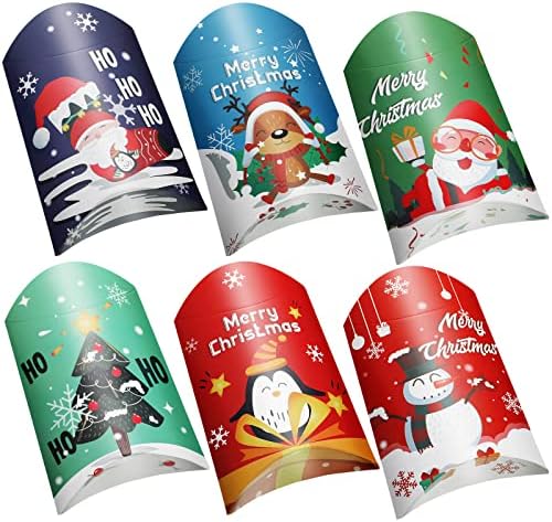 24 komada božićne kutije jastuka Xmas sadašnji držač karata Snowman božićne kartice kutije za papir jastuk bombona za sadašnje omotavanje