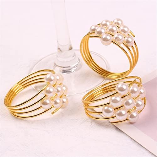 Zhuhw Pearl salveti prsten za salveti kopča metal ubrus prsten za vjenčanje restoran tkanina