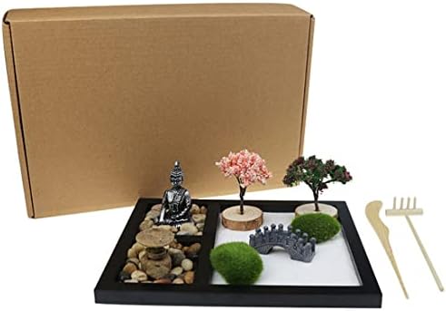 DINQ Meditacija Japanski Zen Garden, Kutija s dodacima za dodatke za pijesak, prikladno za dekoraciju Bonsai za kućni ured