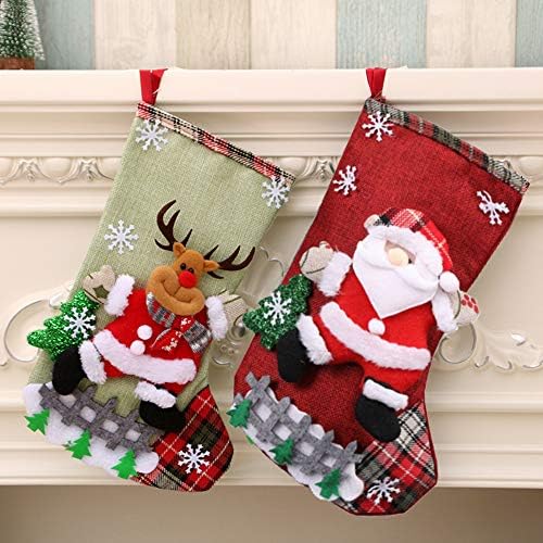 Božićna čarapa božićna čarapa velika čarapa čarapa lik Djeda Santa snjegovića jezgar snježna pahuljica ograda za božićno drvce slatka