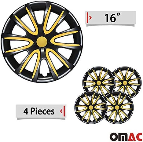 OMAC 16 inčni hubcaps za Jeep Renegade Black and Yellow 4 PCS. Poklopac naplataka na kotači