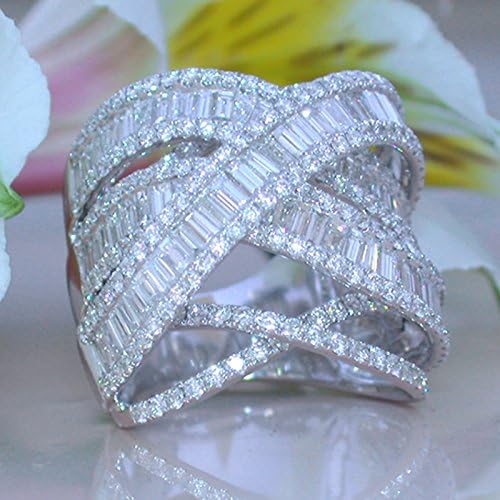 Prekrasan bijeli safir, prsten presvučen bijelim zlatom, svadbeni nakit za medeni mjesec, veličina 5-11