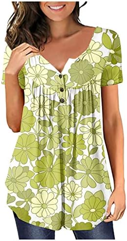 Ženska odjeća s dugim rukavima v vrat pamuk grafički labavi fit bluza majica Summer Fall Brunch košulja za Lady Dn dn