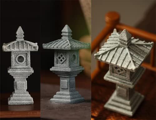 SDEETESAMJUN MINIATURNI BILY GOARSKINE SET, 3 japanskog fenjera, 10 odskočnih kamena Mini vilinski dekor za vrt i popločani mikro pejzažni