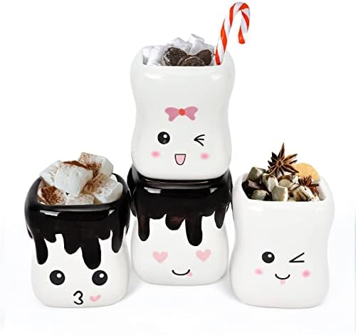 CABTNCA SHOPKALOVI, KOLE KOKA KOCOA za dječje djevojke, slatke šalice za marshmallow Set od 4, šalice marshmallow s licima, dekor marshmallow