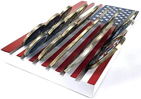 Glamtune 6 redaka američka zastavica, nositelj kovanice za vojni izazov, stalak za prikaz drva 32 do 36 kovanica