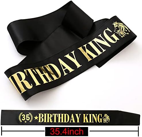 Titikadi 35. rođendan Kralj kruna i rođendan kralja Sash, 35. rođendanski pokloni za muškarce. Dekoracija rođendanske zabave za muškarce