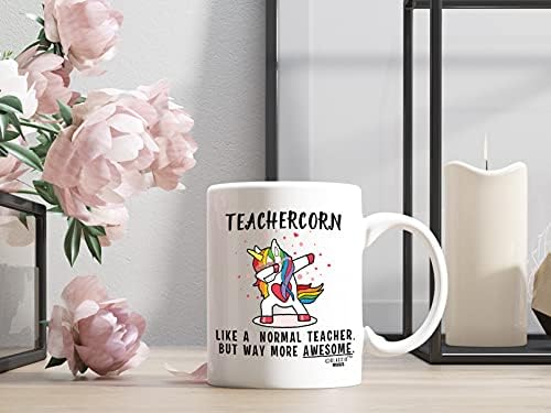 Klasične šalice TeachCorn Unicorn učitelj Pokloni Smiješne novitete šalice za kavu za učitelje uvažavanje poklona za muškarce Pomoćnice