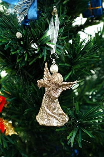Louesya 6pcs Sjaj viseći anđeli božićni ukras za božićno drvce ukrasi za svadbenu zabavu Diy Art Crafts, svečani ukras, 2 razlikovanja