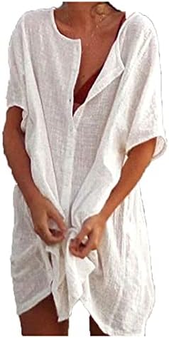 Ženski gumb za žensku gumbu za žensku košulje s kratkim rukavima v vrat casual tuničare Čvrsta boja vrhova
