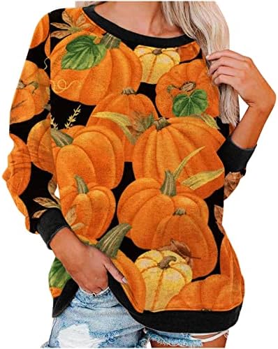 Žene jeseni ležerni pulover s velikim rukavima s dugim rukavima labava bluza Stil Stylish Halloween Print Graphic Twishirts Tops