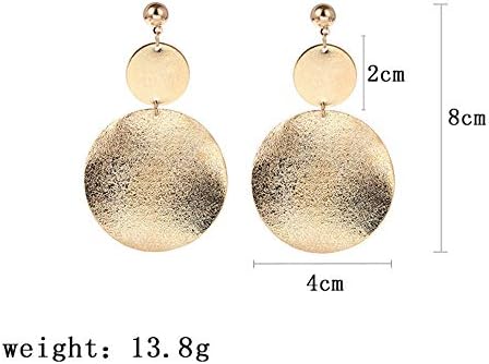 + Svjetlucave okrugle disk metalne viseće naušnice za žene i djevojke modni retro mat zlato srebro veliki krug geometrijski nakit za