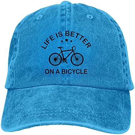 Život je bolji na biciklu sa sloganom kaubojski šeširi Uniseks Podesive Vintage bejzbolske kape u crnoj boji
