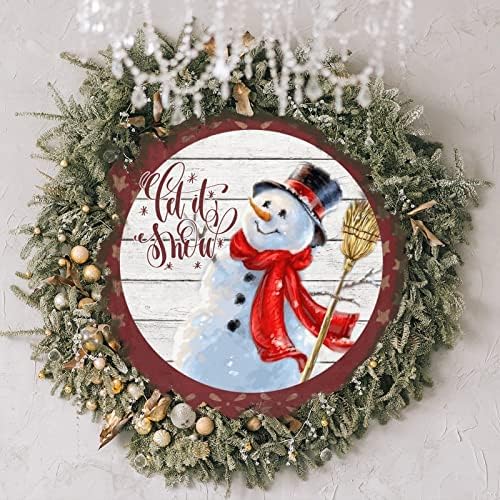 Ostavite da snježni snježni viseti znak snjegović božićno drvo umjetnička ploča božićna vješalica za vrata zvijezde vintage crveno