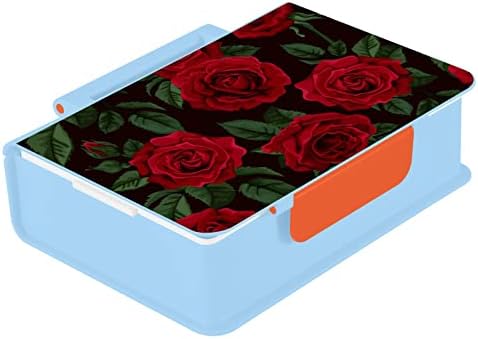 Alaza crvena ruža cvijeta Bento kutija za ručak Cvjetna BPA bez propuštanja kontejnera za ručak s vilicom i žlicom, 1 komad
